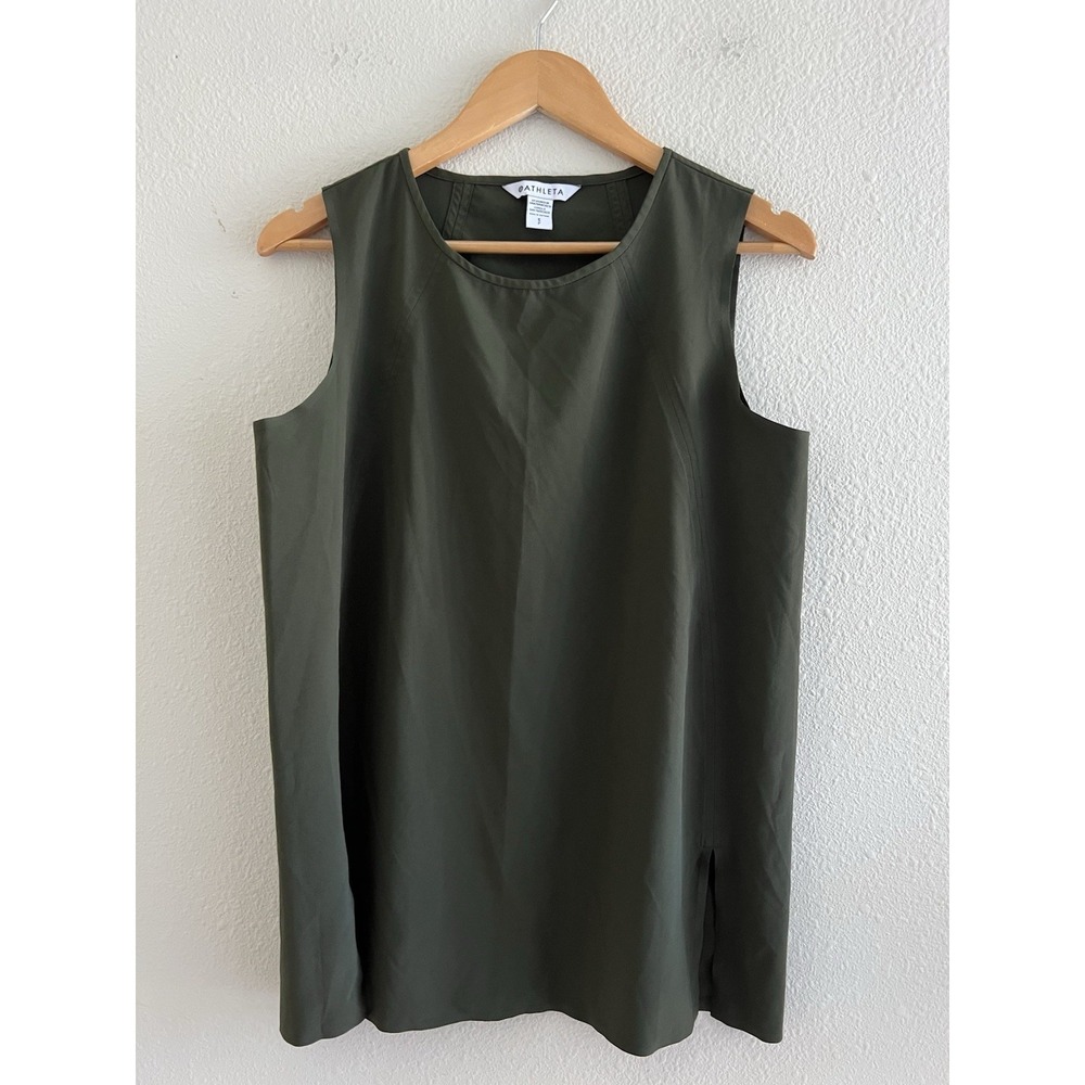 Athleta Zephyr Refined Tank Top Size Small Olive Green Sleeveless Athleisure